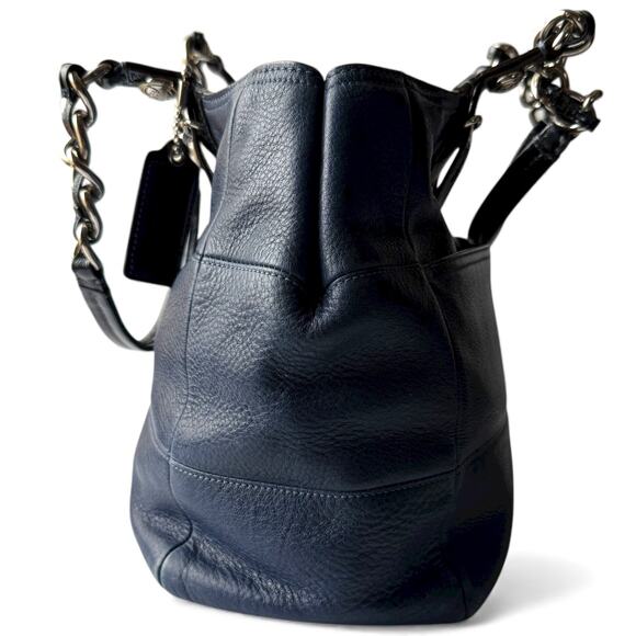 COACH 14111 Navy Blue Leather Madison Tribeca East West Tote Bag - Picture 5 of 11